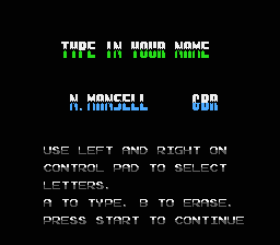 Nigel Mansell's World Championship Racing screenshot 4 for NES